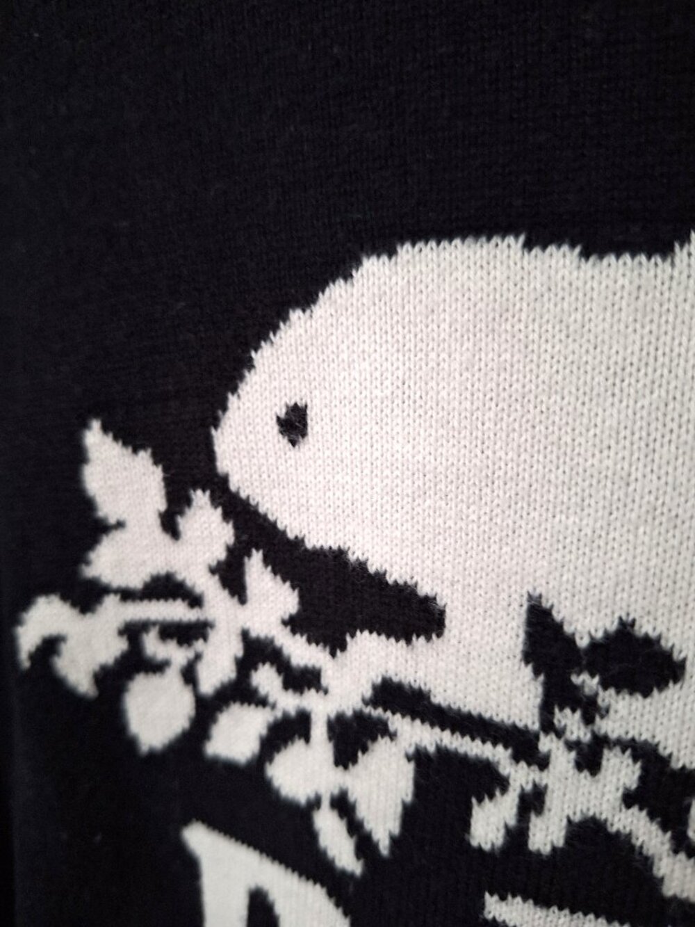 Roots Black and White Knit Crewneck Sweater 100% Cotton - Picture 5 of 7